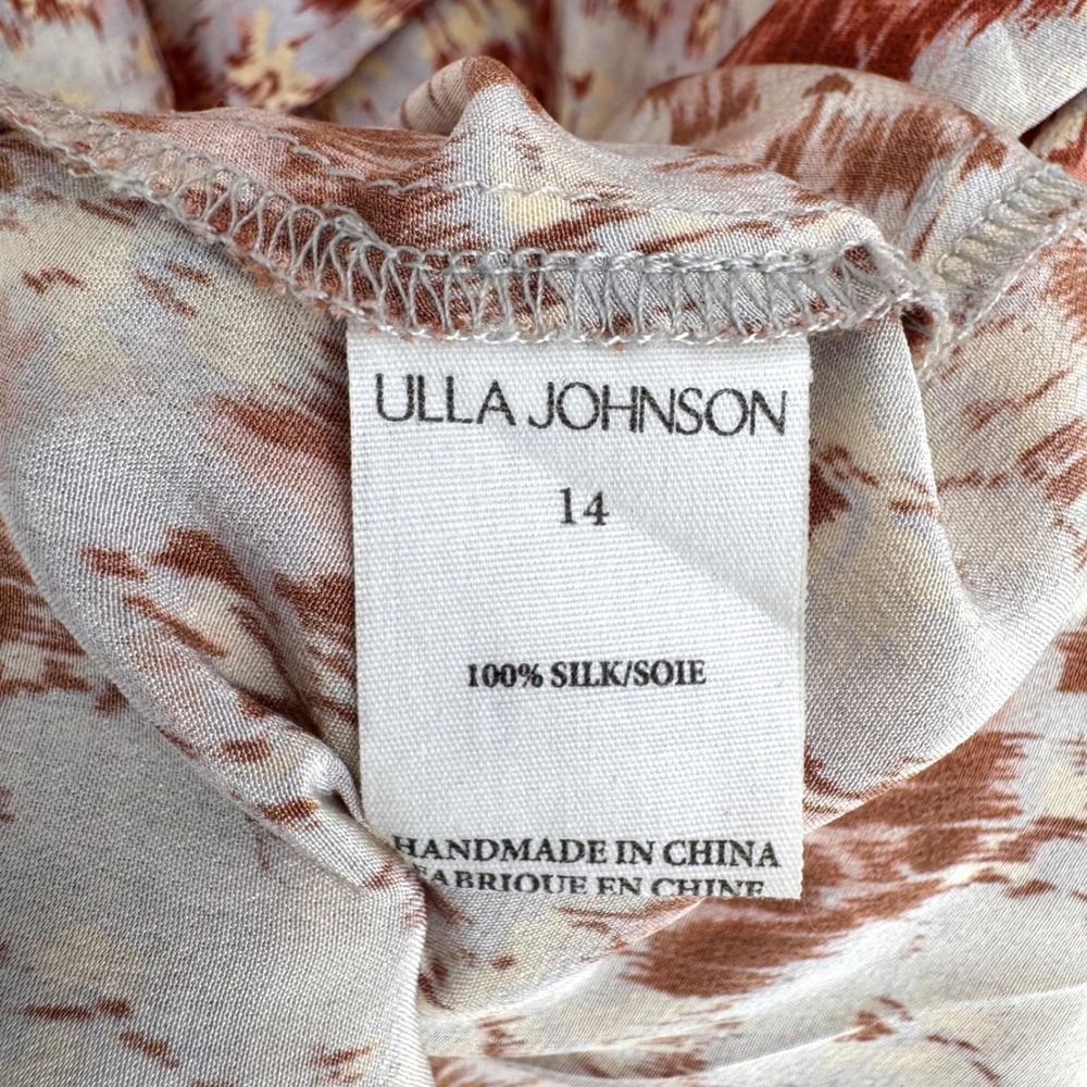 Ulla Johnson Silk Floral Ruffle Midi Dress Sz 14 Ethereal Summer Wedding Luxe - Picture 11 of 16
